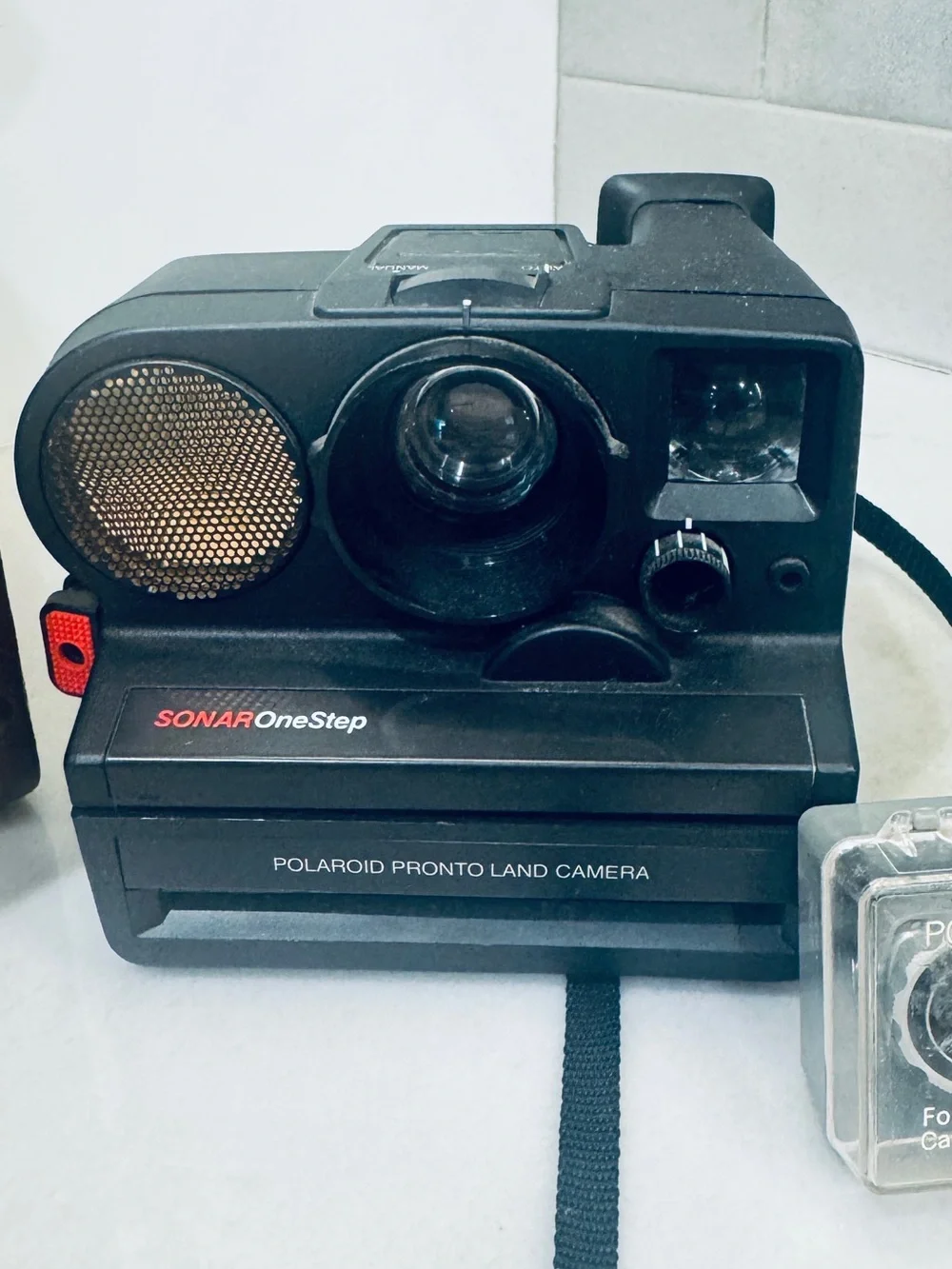 Polaroid Black Instant SONAR OneStep Camera with Red Accent